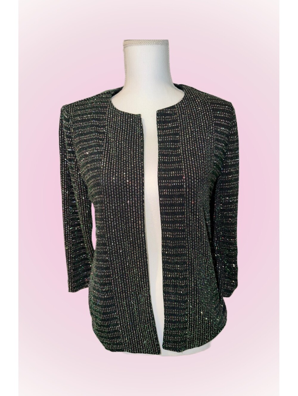 Womens Size Small Alex Evening Wear Black Cardigan | Cover Blouse with Glitter